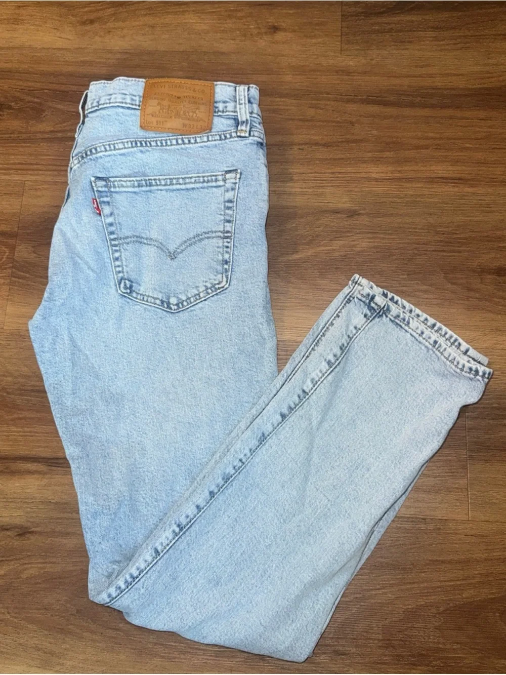 Levis 511 Slim Fit Jeans Mens 32x32 Light Wash Blue Stretch Denim